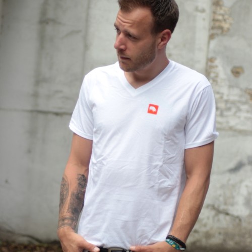 V-Neck T-Shirt Small Pig Weiß V-Neck T-Shirt Small Pig Weiß