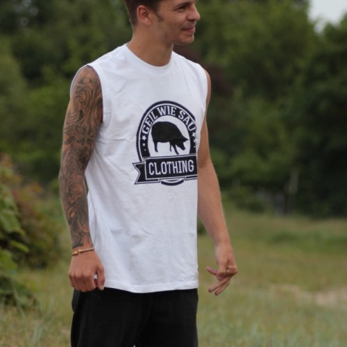 T-Shirt Geil wie Sau Clothing Sleeveless Weiß T-Shirt Geil wie Sau Clothing Sleeveless Weiß